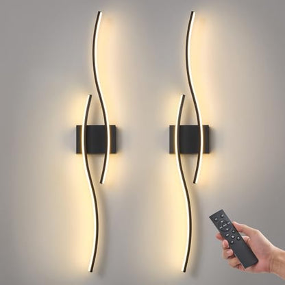 Wireless Wall Sconces Set of Two, Dimmable, 3CCT, Up to 65H Runtime - color: Black, size: 31.5 inches (2 Pack)