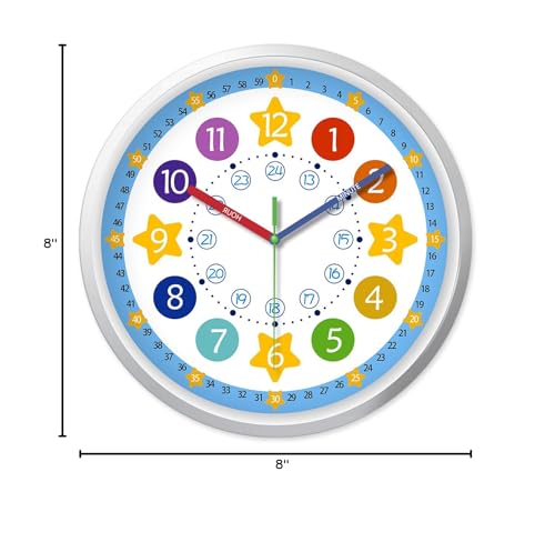 XFM Blue Kids Wall Clock 8 Inch Silent Space Theme - color: Colorful3, size: 8 Inch-1pcs