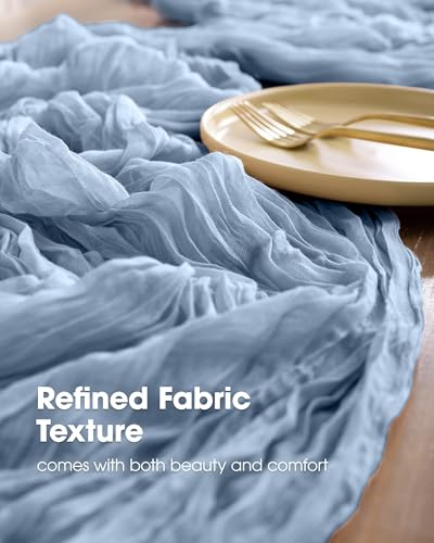 Pureegg 2 Pack Cheesecloth Table Runner 120 Inch Dusty Blue - color: Dusty Blue, size: 120" - 2 Packs
