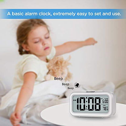Peakeep Night Light Digital Alarm Clock Battery Operated Indoor Temperature - color: White