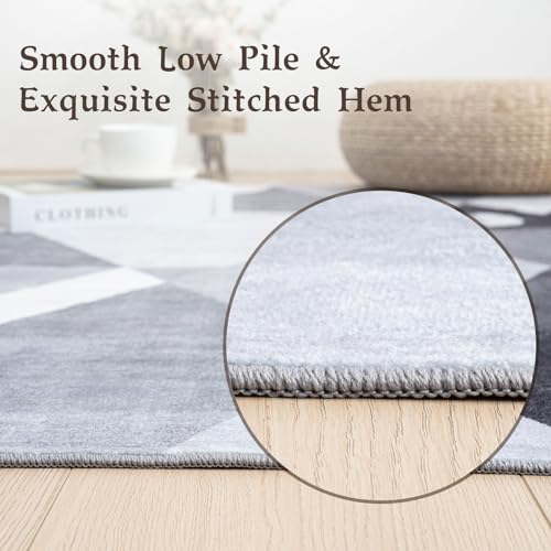 HOMFINE Washable Modern Area Rug - Geometric Style 10x13.9 Rugs for Living Room, Bedroom, Machine Washable Rug Soft Non Slip Non Shedding Area Rug - Grey, 10'x13.9' - color: Grey, size: 10' x 13.9'(Rectangular)