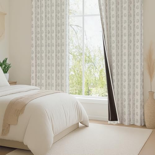 100% Blackout Black Boho Curtains, 90 Inches, 2 Panels for Bedroom - color: Black, size: 52"W x 90"L (Pack of 2)