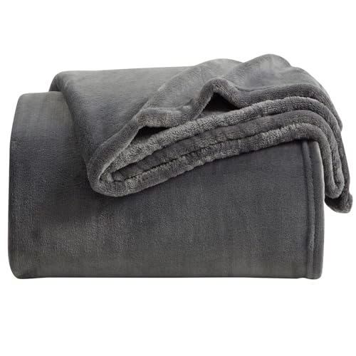 KMUSET Fleece Blanket Throw Size Dark Grey Lightweight Super Soft Cozy Fuzzy Bed Blankets Microfiber Factory Shop - color: Dark Grey, size: Throw(50"x60")