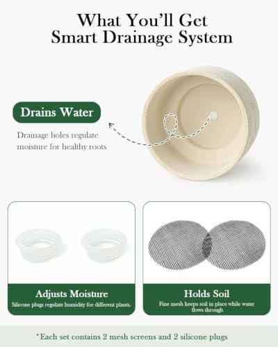 Succulent Pots, 8"+6" Plant Pots, Ceramic Planters for Indoor Plants - color: Beige
