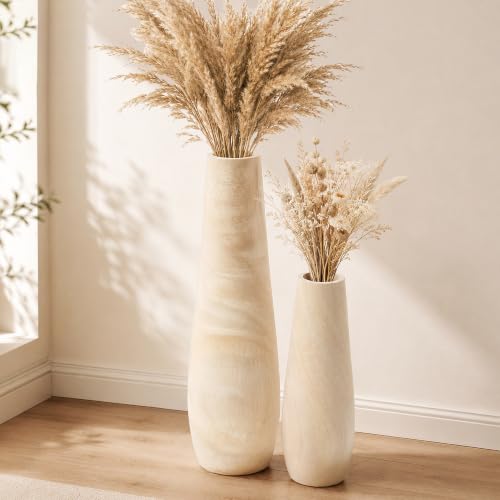 Tall Wood Floor Vases Set of 2, Floor Vase Home Decor, 22.6/13.8in Oak - color: Oak