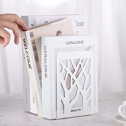 Book Ends for Shelves and Heavy Books - Metal White Bookends 1 Pair - Home Decorative Shelf Holder, Supports, and Stoppers - size: White-1 pair