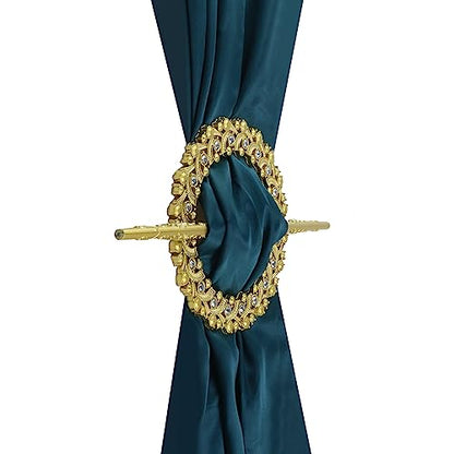2 Pack Gold Curtain Tiebacks, Round Drapery Holdbacks, 20 Crystals - style: 20 Crystals Gold
