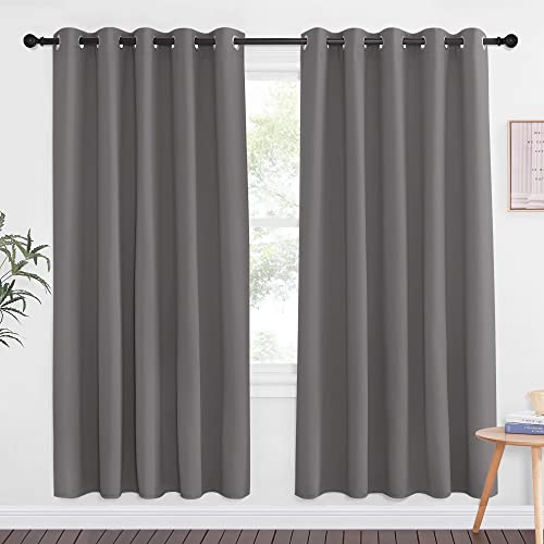 NICETOWN Blackout Doorway Curtain Drape 72 inch Long - Grommet Noise Reducing Thermal Insulated Solid Modern Window Treatments for Bedroom (1 Panel, 66 x 72 Inch, Gray) - color: Grey, size: 66"W x 72"L (Pack of 1)
