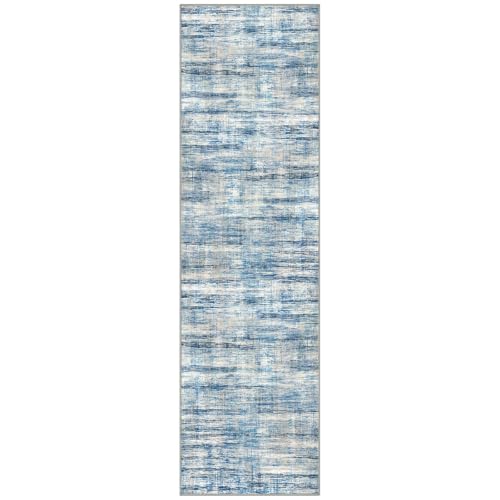 KOZYFLY Modern Washable Rug Runner 2x7 Hallway Runner Rug Blue Beige - color: Blue Beige, size: 2' x 7' (Runner)