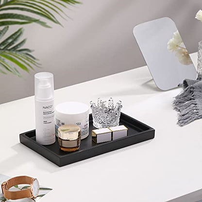 Luxspire Resin Bathroom Vanity Tray Countertop Organizer, M, Matte Black - color: Black, size: Medium
