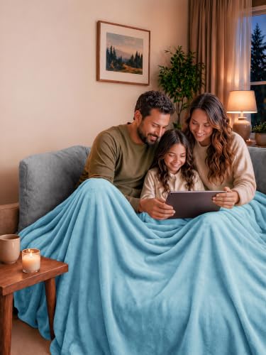 Utopia Bedding Soft Fleece Bed Blanket Throw Size Washed Blue (50x60 Inch) - color: Washed Blue, size: Throw (50x60 Inch)