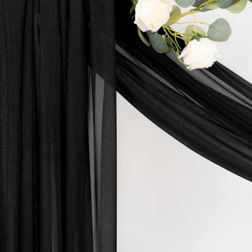 Sheer Gauze Wedding Arch Draping Fabric 29" x 20 FT 4 Panels Black - color: Black, size: 29"w x 240"l (Pack of 4)