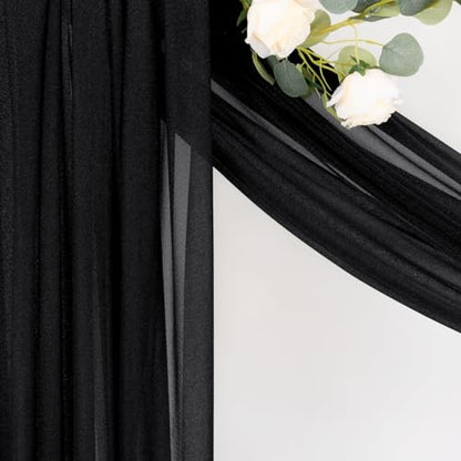 Sheer Gauze Wedding Arch Draping Fabric 29" x 20 FT 4 Panels Black - color: Black, size: 29"w x 240"l (Pack of 4)