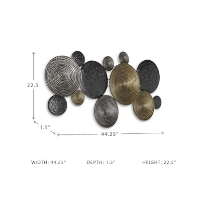 Signature Design by Ashley Circle Metal Wall Sculpture, 46x23 in, Emsley