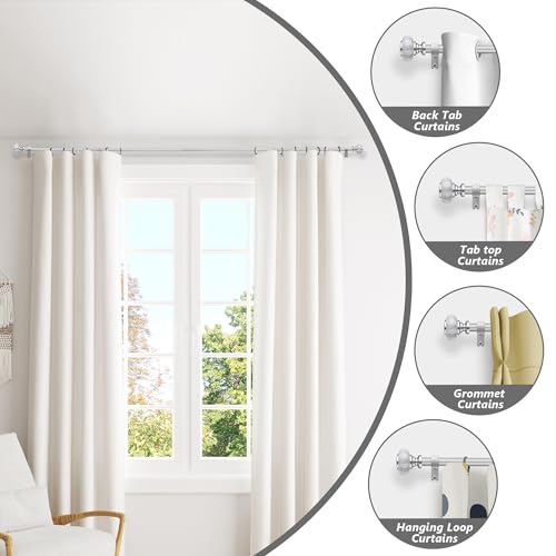 Silver Curtain Rods for Windows 66 to 120 Inches,Adjustable 1 Inch - color: Silver, size: 66"-120"