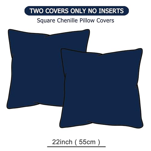 GAWAMAY Decorative Corduroy Throw Pillow Covers 22x22 Navy Blue 2 Pack - color: Navy Blue, size: 22" x 22" (Pack of 2)
