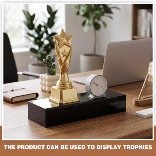 Chunful Black Acrylic Display Box Riser, 16 x 5.6 x 3 Inch Pedestal Stand - size: 16" L× 5.6" W × 3" H