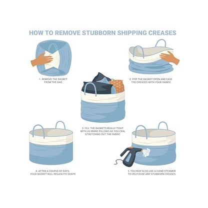 OrganiHaus Cotton Rope Baskets for Shelves, Set of 3, 15x9x10 - color: Pink / Off-White