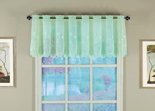 Today's Curtain, Samantha Embroidered Sheer Valance 13", Sage, 59" W x 13" L - color: Sage, size: 59"W x 13"L (Pack of 1)