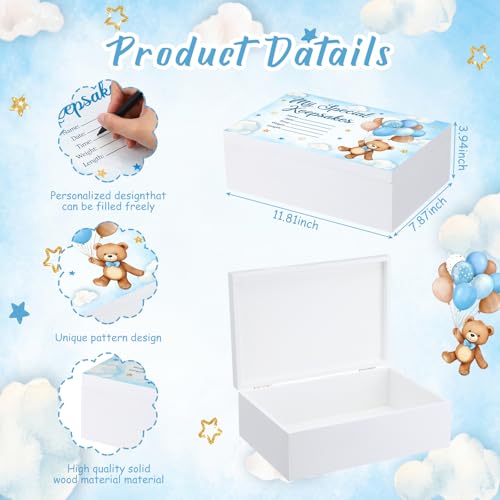 Thyle Blue Bear Wooden Newborn Baby Memories Keepsake Box - style: Bear