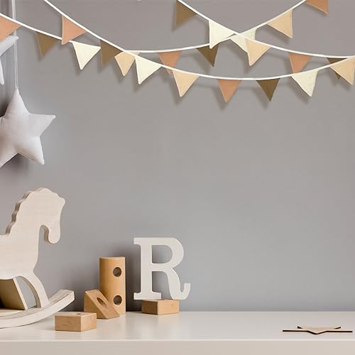 Oudain 2 Pcs Pennant Banner Flags Nursery Garland Triangle, Khaki Color - color: Khaki Colors