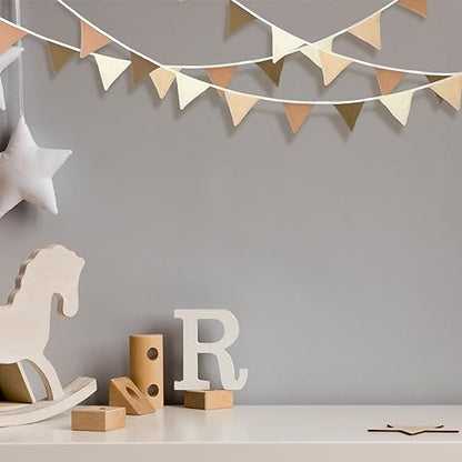 Oudain 2 Pcs Pennant Banner Flags Nursery Garland Triangle, Khaki Color - color: Khaki Colors