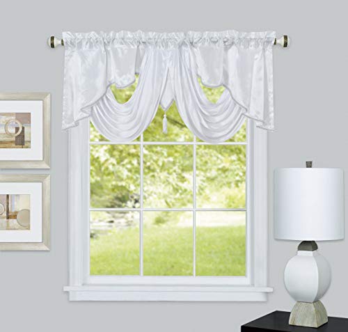 GOHD Valarie Fancy Window Valance 54"x18" with Soft Satin Swag.White - color: White, size: 54"W x 18"L (Pack of 1)