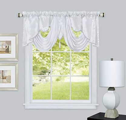 GOHD Valarie Fancy Window Valance 54"x18" with Soft Satin Swag.White - color: White, size: 54"W x 18"L (Pack of 1)
