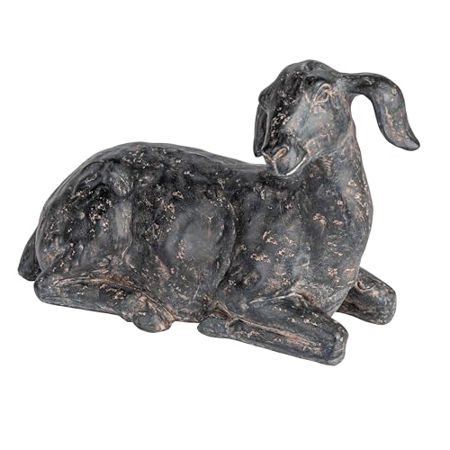 Creative Co-Op Resin Lying in Rest Goat Accent Décor with Cast Iron Finish, Black - size: 8-3/4"L x 4"W x 5-3/4"H