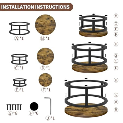 3 Pack Round Cake Stand Set, 8/10/12 Inch Rustic Cupcake Pedestal Stands - size: 3 Pack