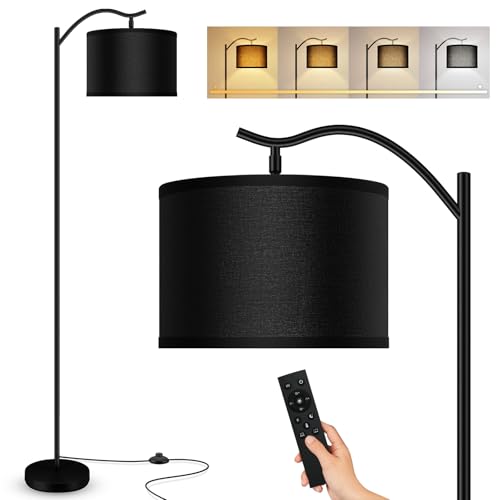 BoostArea Floor Lamp for Living Room,Arc Floor Lamp with Remote Control,Stepless Dimmable Brightness & Colors Temperature 2700k-6500k,Modern Standing Lamp for Bedroom Study Room Office,Black - color: Black