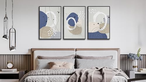Large Framed Wall Art, Neutral Botanical Abstract Line Art, 20"x28"x3 - color: gray, size: 20"x28"x3 Framed