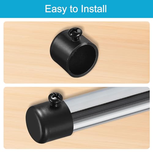 uxcell Curtain Rod Ends, 6Pcs Iron Drapery Rail Pole Head Cap Black