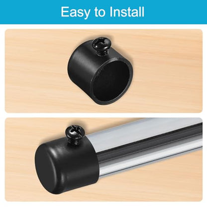 uxcell Curtain Rod Ends, 6Pcs Iron Drapery Rail Pole Head Cap Black
