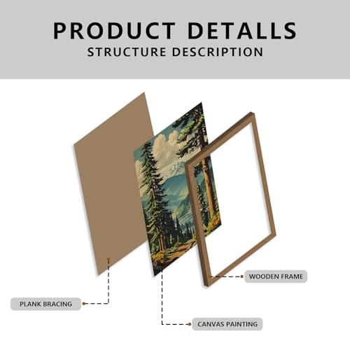 National Park Wall Art Framed, Mountain Forest Landscape Print - color: NationalParkTree, size: 16"L x 24"W