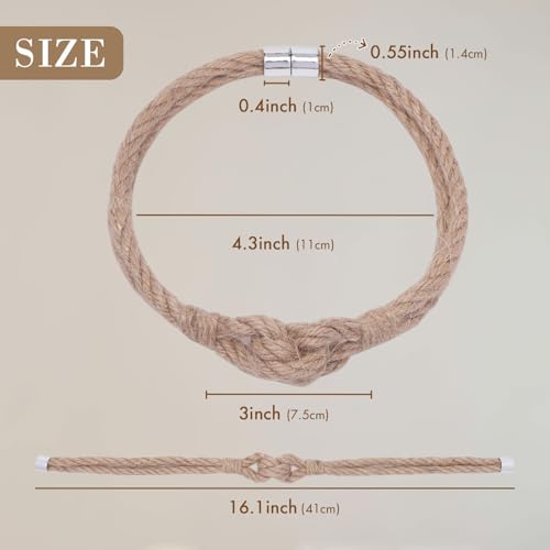 NICEEC 2 Pack Natural Jute Rope Curtain Tiebacks Elegant Boho Style Magnetic Drape Tie Backs Soft Hand-Woven Rope Curtain Holdbacks for Home & Office Drapery (Jute knot-05) - color: Jute Knot-05, size: 2 Pack