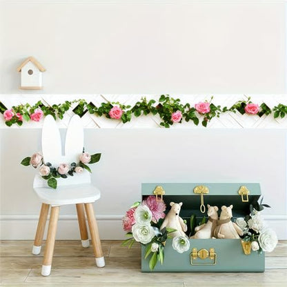 HOMETITUTE Peel and Stick Wallpaper Border 4x196in Rose Vine Pattern - color: Rose Vine