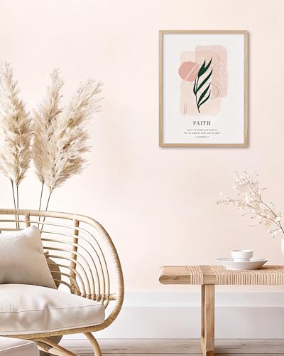 HesenDot Faith Natural OAK Wood Framed Wall Art,12x16in Christian Print - color: Bible Verse Faith