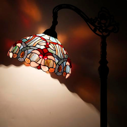 WERFACTORY Tiffany Floor Lamp Blue Pink Stained Glass Arched Lamp