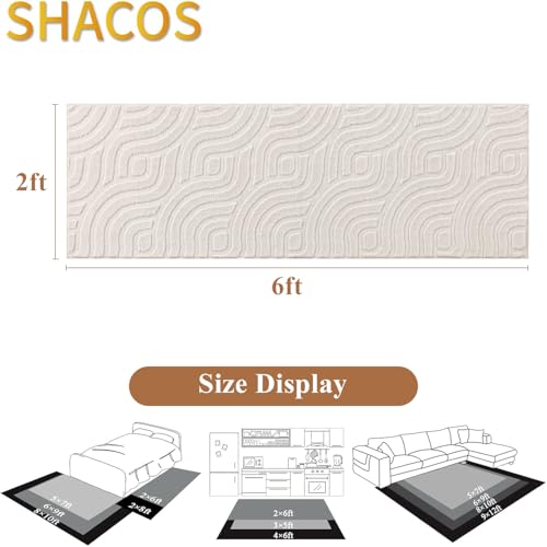 SHACOS 2x6 Runner Rugs Fluffy Rug for Hallway Entryway, Beige - size: 2×6