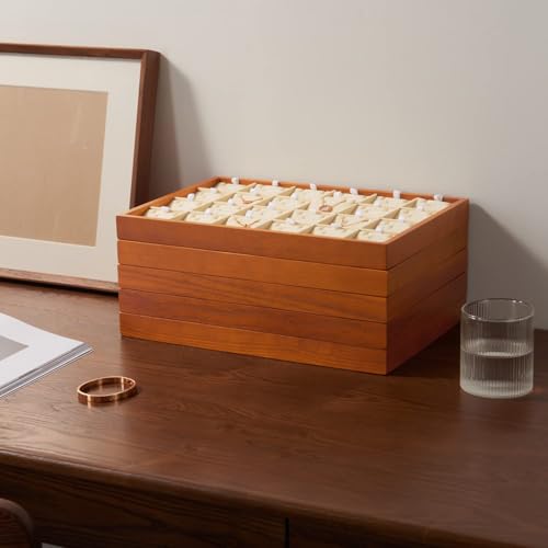 Oirlv Solid Wood Jewelry Tray,Jewelry Drawer Organizer,24 Grid - color: Creamy-white 24 grid tray