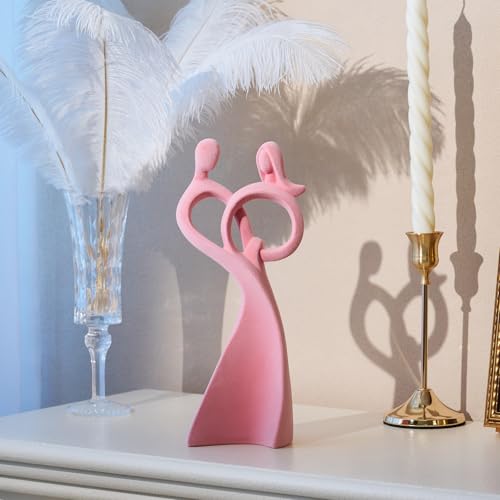 Romantic Couple Statue with Soft Flocked Finish, Pink - color: Couple02-pink