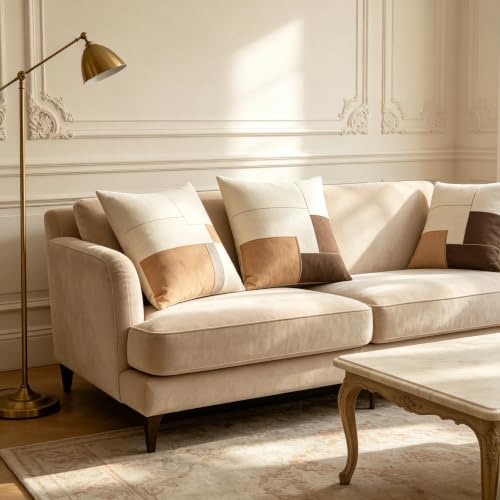 Neutral Geometric Color Block Throw Pillow Covers 18x18 Inch Set of 2 - color: A20009, size: 18" x 18" (Pack of 2)