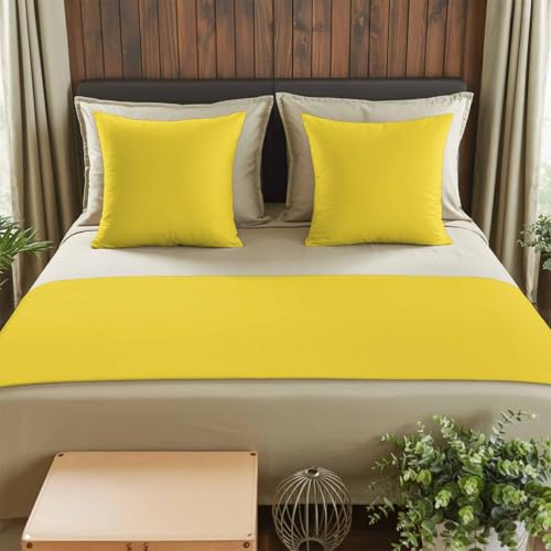 Bed Runner for Queen Size Bed, Yellow Decorative Beds Runners and 2 Matching Pillow Covers Set, Pure Yellow Beds Scarf Throw for Foot of Bedding Set for Hotel/Bedroom - color: Yellow, size: 83 x 20 Inch