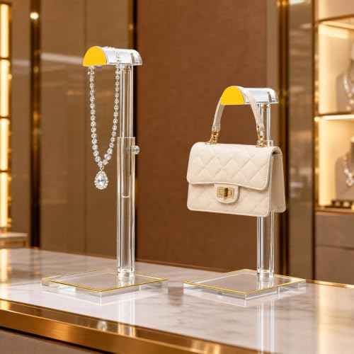 Acrylic Purse Display Stand, Adjustable Handbag Holder for Table & Closet