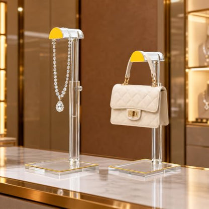 Acrylic Purse Display Stand, Adjustable Handbag Holder for Table & Closet