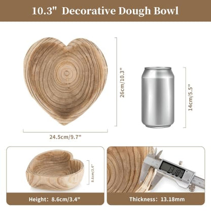Hanobe Small 7.8" Heart Shaped Wood Decorative Key Bowl for Entryway Table - size: 10.23 inches
