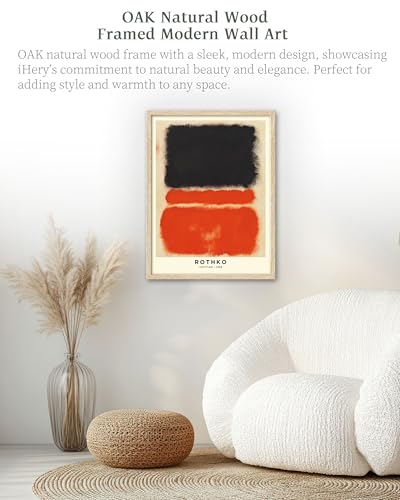 iHery 16x20in Natural OAK Wood Framed Black Orange Abstract Wall Art - color: OAK Framed Rothko 1968, size: 20"L x 16"W