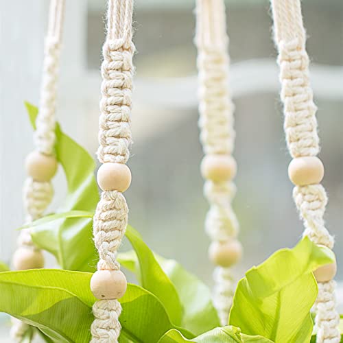 Mkono 43 Inch Macrame Plant Hanger Indoor Hanging Planter Holder Ivory 1Pc - color: Ivory