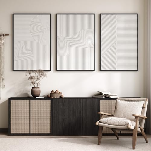 Large 3D Textured Modern White Abstract Wall Art for Living Room, 3 Piece - color: White --B, size: 24"w X 36"h X 3pcs